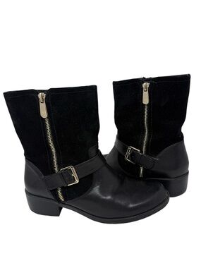 Anne Klein Black Aklino Leather Booties 7.5